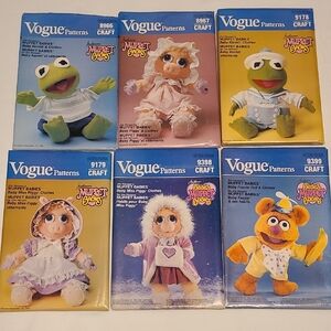 Muppet Babies Vogue Sewing Patterns 6, Uncut Kermit Miss Piggy Fozzie Jim Henson